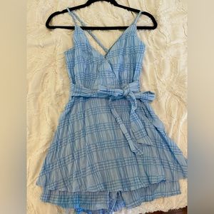 Cute, blue printed romper dress, size medium